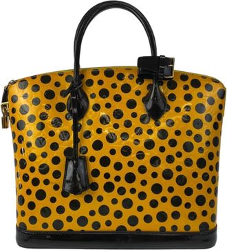 Louis Vuitton Black Yellow Patent Leather Handbag Tote Bag (Pre-Owned)