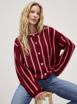 Icone Womens Vertical stripe wool-blend Cardigan Sweater