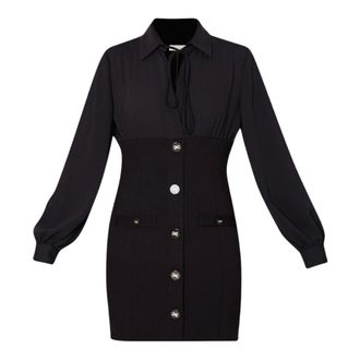 Liu Jo Shirt Dresses, female, Black, Size: L Stretch Viscose Shirt Dress