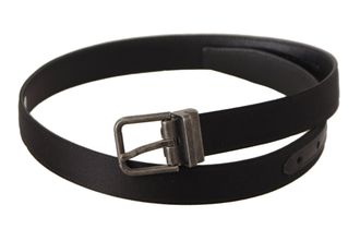 Dolce & Gabbana Womens Black Calfskin Leather Vintage Metal Buckle Belt