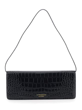 Victoria Beckham Womens Clutch Dorian East-West Black Calf Leather Shoulder Bags
