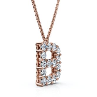 Pompeii3 1Ct Diamond Initial B Pendant 14k Gold 18 Necklace Lab Grown 5/8 Tall