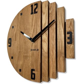 OEM Reloj De Pared De Madera Asim&eacute;trico De 30 Cm De Roble