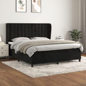 vidaXL Vidaxl - Cama Box Spring Con Colch&oacute;n Terciopelo Negro 160x200 Cm