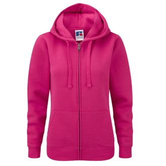 Russell Athletic Russell Dames Premium Authentieke Hoodie met rits (3-laagse stof) (Fuchsia)