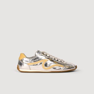 Sandro Metallic leather Light Wave trainers