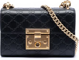 Gucci Pre-owned Womens Small Guccissima Padlock Crossbody - Black Leather - One Size