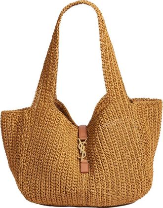Saint Laurent Le 5 &Agrave; Bea Woven Tote in Natural Brown/Brick at Nordstrom