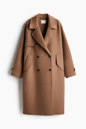 H&M Handgefertigter Mantel aus Wollmix - Dunkelbeige
