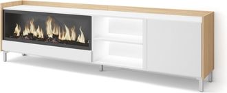 Skraut Home Skraut Home - Mueble Tv, Televisi&oacute;n, Muebles De Sal&oacute;n, Almacenaje, 212x35x61cm, Para Tv Hasta 80, Chimenea El&eacute;ctrica Xxl, Dise&ntilde;o Industrial, Led, Esti