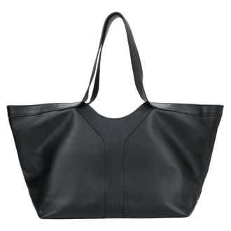 Estro & Luminara Premium Italiaanse Leren Shopper Tas - Dames - Tassen - Zwart - Maat: ONE Size Leer