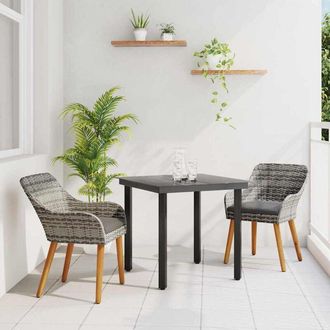 vidaXL Conjunto De Comedor De Jard&iacute;n 3 Pcs Gris Rat&aacute;n Sint&eacute;tico Vidaxl