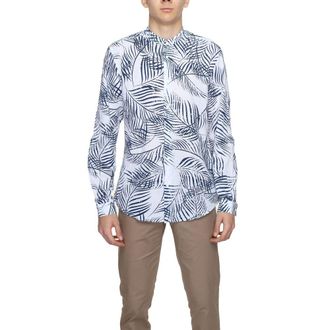 Antony Morato Mens Palm Print Shirt Casual Long Sleeves - White Cotton - Size EU 46 (Mens)