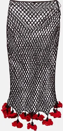 Alaia Ala&iuml;a Open-knit cotton midi skirt
