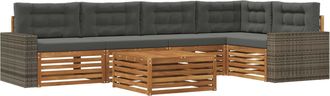 vidaXL Conjunto De Sof&aacute;s De Exterior 6 Uds. Natural Y Antracita Vidaxl