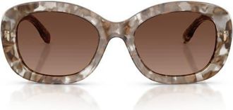 Tory Burch 52mm Polarized Oval Sunglasses in Transparent Brown Tortoise at Nordstrom