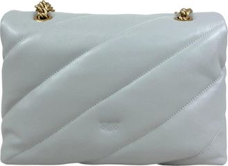 Pinko Womens Shoulder Bag Love Puff Pearl Grey-Antique Gold Leather; Outer Fabric: Pu Grey/antique
