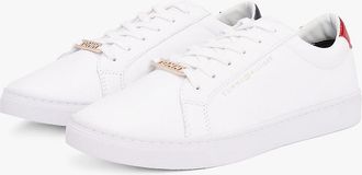 Tommy Hilfiger Womens Solid Leather Sneaker - White - US 6.5 / EU 37