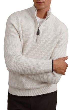 Reiss Stockdale Chevron Quarter-Zip Sweater in Winter White at Nordstrom Rack, Size Xx-Large