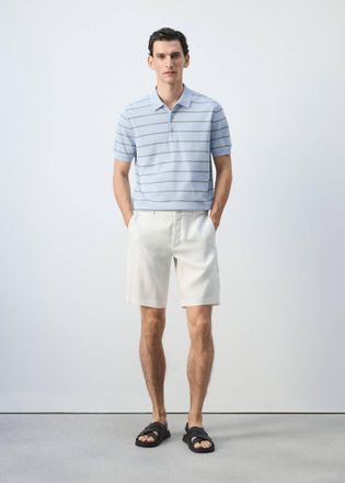 Mango Polo maglia sottile righe celeste - Uomo - XXL - MANGO MAN