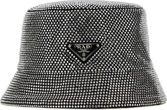 Prada Womens Beauty Bucket Hat Silver Viscose Silk