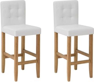 Beliani Set of 2 Bar Chairs MADISON Faux Leather Off-White