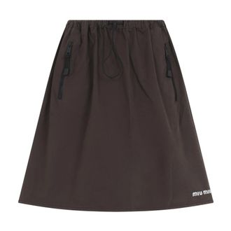 Miu Miu Falda de Algod&oacute;n - Skirts - Mujer - Marr&oacute;n - M