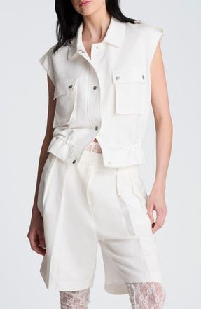 Kenneth Cole Linen Blend Cargo Vest in Pure White at Nordstrom, Size X-Small