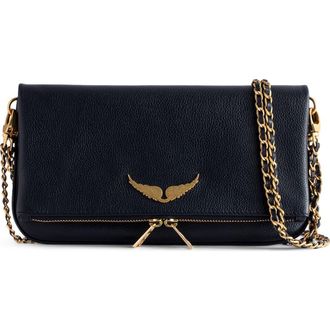 Zadig&Voltaire Rock Grained Leather Crossbody Bag in Ink Gold at Nordstrom