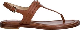 Michael Kors Mandy T-band Sandaal van Leer - Dames - Sandalen - Bruin - 37 EU - Leer - Schoenen