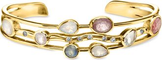 Ross-Simons Multi-Gemstone and 14kt Yellow Gold-Plated Cuff Bracelet