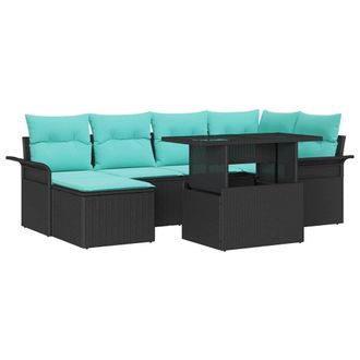 vidaXL Conjunto De Sof&aacute; De Jard&iacute;n 7 Uds. Negro Vidaxl