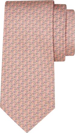 Ferragamo dachshund-printed silk tie - men - Silk - One Size - Pink