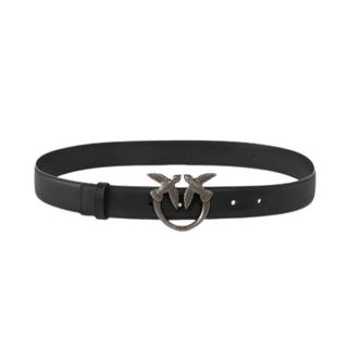 Pinko Love Birds Riem - Dames - Riemen - Zwart - L - Leer - Accessoires