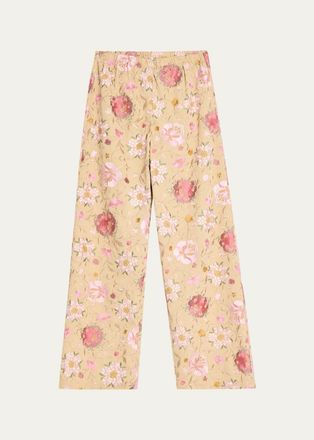 LoveShackFancy Janae Embroidered Wide-Leg Pants