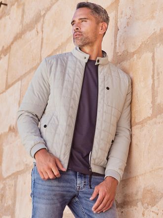 Lerros Steppjacke LERROS LERROS Herren Steppblouson, funktional, Herren, Gr. L, grau (stone), 100% Polyester, Jacken Steppjacke, Wasser- und windabweisend, a