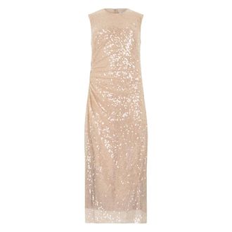 Veronica Beard Gowns, female, Beige, Size: M Kimberly Sequin Midi Dress