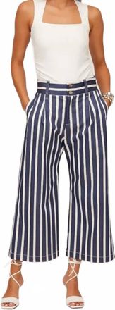 Fifteen Twenty Sadie Wide Leg Trousers In Navy/white