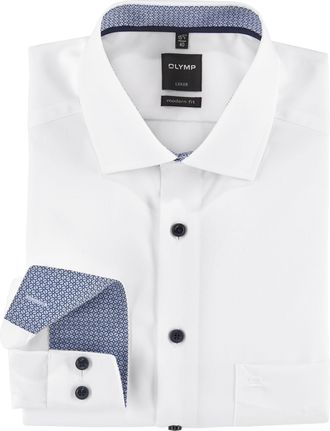 Olymp Businesshemd OLYMP Luxor modern fit, Herren, Gr. 38, Verl&auml;ngerter Arm, bunt (wei&szlig;, blau, kontrastfarbene details), Web, Obermaterial: 100% Baumwolle, 