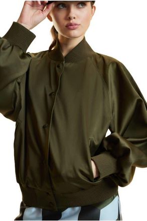 Cynthia Rowley Satin Bomber Jacket in Army Green at Nordstrom, Size X-Small