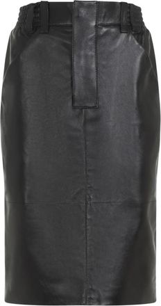 Saint Laurent Leren midi-rok van lamsleer - Dames - Leren & Su&egrave;de rokken - Zwart - S - Leer - Rokken