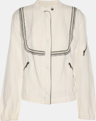 Roberto Cavalli Cream Linen Blend Zip Jacket