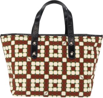 Bally Vintage Handbag Canvas Brown Canvas Handbag (Pre-Owned)