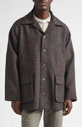 De Bonne Facture Forest Houndstooth Wool Tweed Jacket in Navy Houndstooth at Nordstrom, Size 42 Us