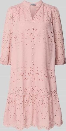 More & More Knielanges Kleid mit Lochstickerei in Rose, Gr&ouml;&szlig;e 34