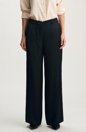 Mavi Satin Wide Leg Pants in Black at Nordstrom, Size X-Small
