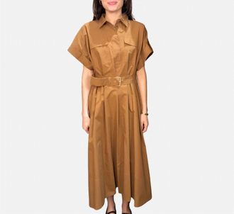 Suncoo Cristal Shirtwaist Maxi Dress In Tabacco