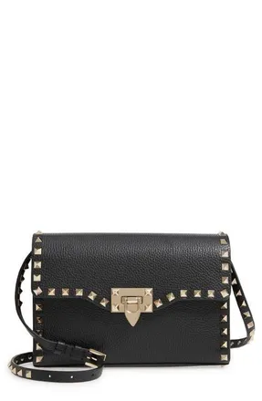 Valentino Garavani Medium Rockstud Leather Shoulder Bag in 0No Nero at Nordstrom
