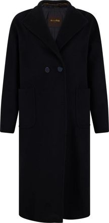 Moorer Lange Jas met Knopen - Dames - Mantel - Blauw - S - Wol - Jassen