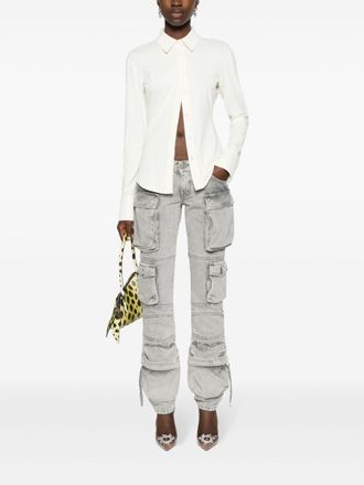 The Attico Womens Light Grey Cotton Denim Trousers - Silver - Size 26 (Waist)